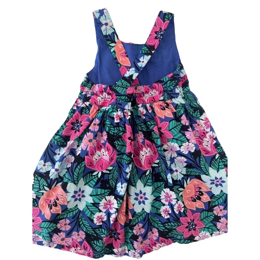 Gymboree Jungle Brights Sleeveless Floral Dress - Blue & Pink | Baby Girl 18 MTH